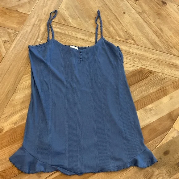 Sézane Eleonora Negligee Blue Button Front Knit Slip Dress Medium